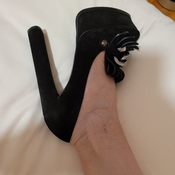 CASADEI Embellished  Platform Pumps In Black size 37 - Picture 4 of 16